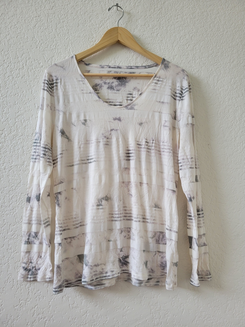 Calvin Klein Jeans Tie-Dye Long Sleeve Top - Gray & Cream